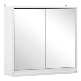 Wall Mounted Mirror Cabinet with Storage Shelf Bathroom Cupboard - thumbnail 1