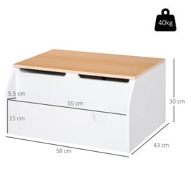 58x43cm Kids Storage Chest Book Slot Safety Hinge Toys Bedroom Bench - thumbnail 3
