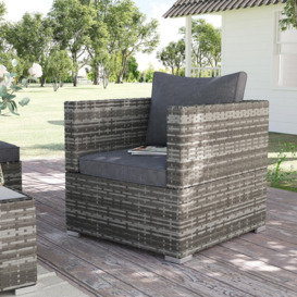 Outdoor Single Wicker Furniture Sofa with Padded Cushion Garden Balcony - thumbnail 2