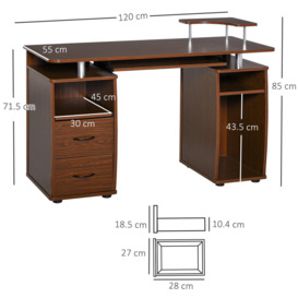 Multi Storage Computer Work Desk Table with Drawer Keyboard Tray - thumbnail 3