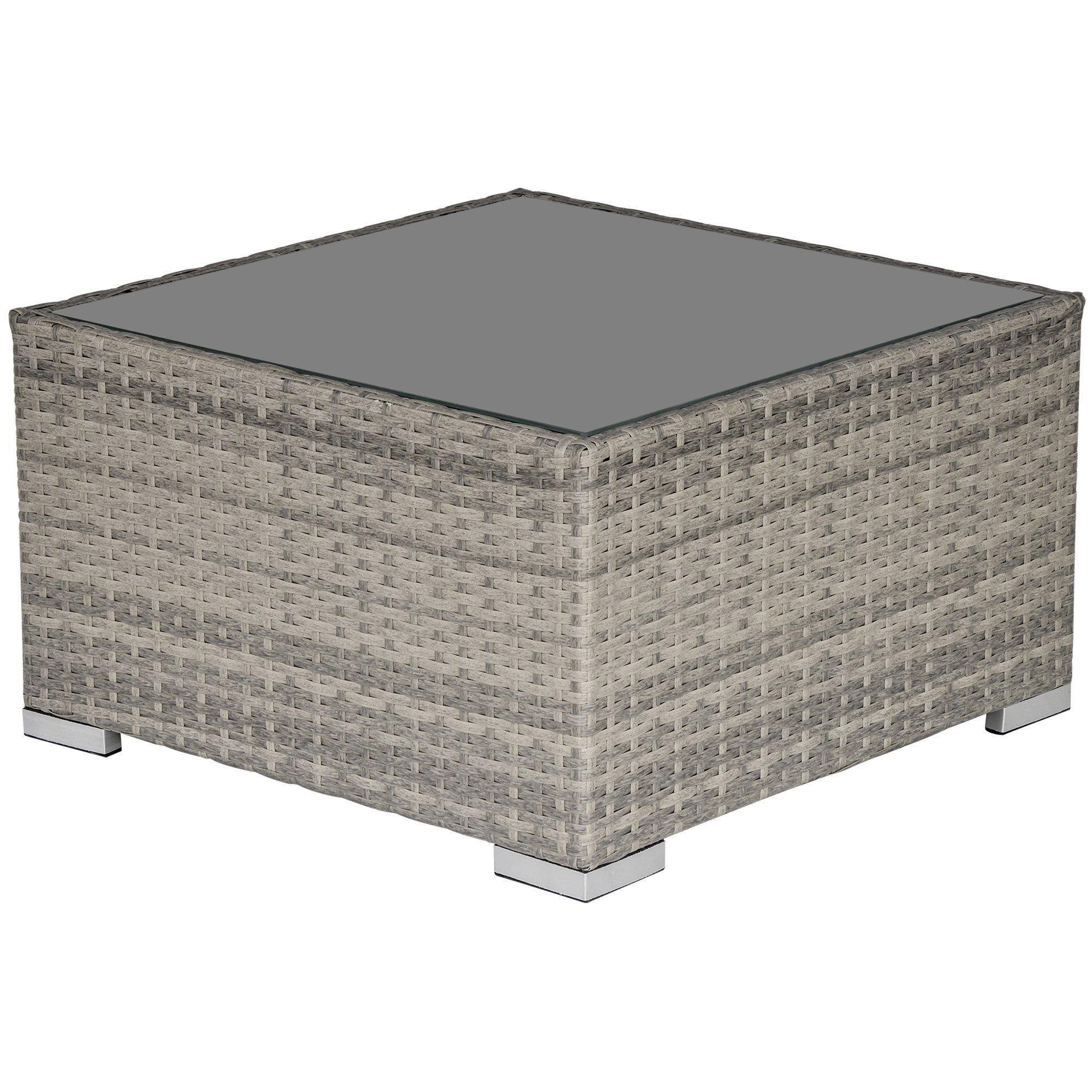 Patio Wicker Coffee Table with Glass Top Suitable for Garden Backyard - image 1