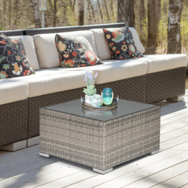 Patio Wicker Coffee Table with Glass Top Suitable for Garden Backyard - thumbnail 2