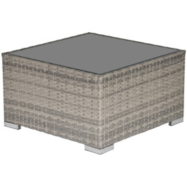 Patio Wicker Coffee Table with Glass Top Suitable for Garden Backyard - thumbnail 1