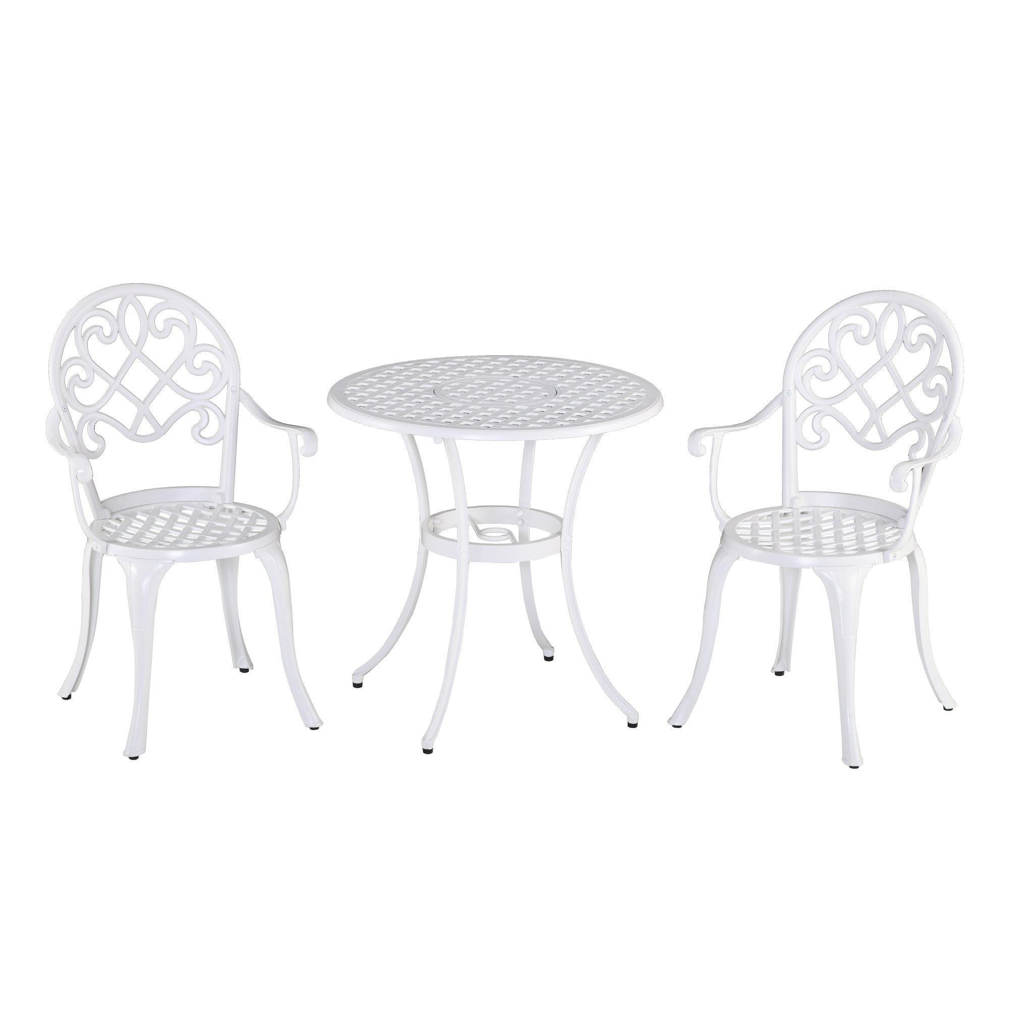 3PCs Garden Bistro Set Cast Aluminium Round Table with 2 Chairs - image 1