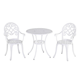 3PCs Garden Bistro Set Cast Aluminium Round Table with 2 Chairs - thumbnail 1