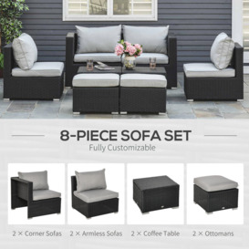8pc Outdoor Patio Furniture Set Weather Wicker Rattan Sofa Chair - thumbnail 3