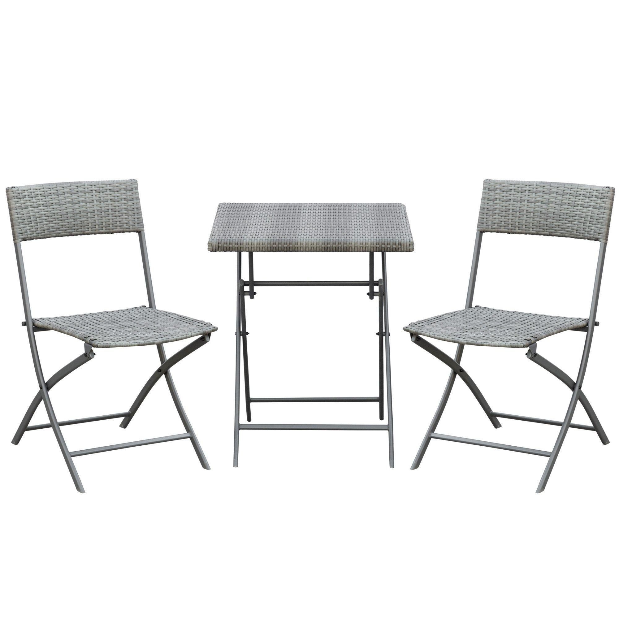3 PCS Chair Bistro Set Garden Patio Table & Chair Black Rattan Furniture - image 1