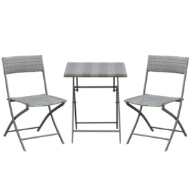 3 PCS Chair Bistro Set Garden Patio Table & Chair Black Rattan Furniture