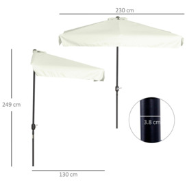 2.3m Half Round Parasol Umbrella Balcony Metal Frame Outdoor with Crank NO BASE - thumbnail 3