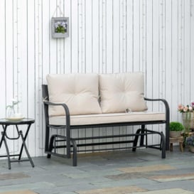 Outdoor Double Rocking Chair Glider Loveseat with Cushion - thumbnail 2