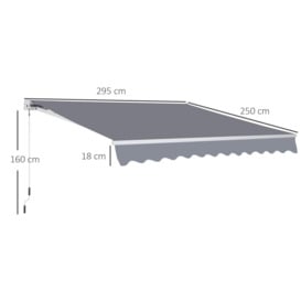 2.95 x 2.5m Manual Awning Canopy Sun Shade Shelter Retractable - thumbnail 3