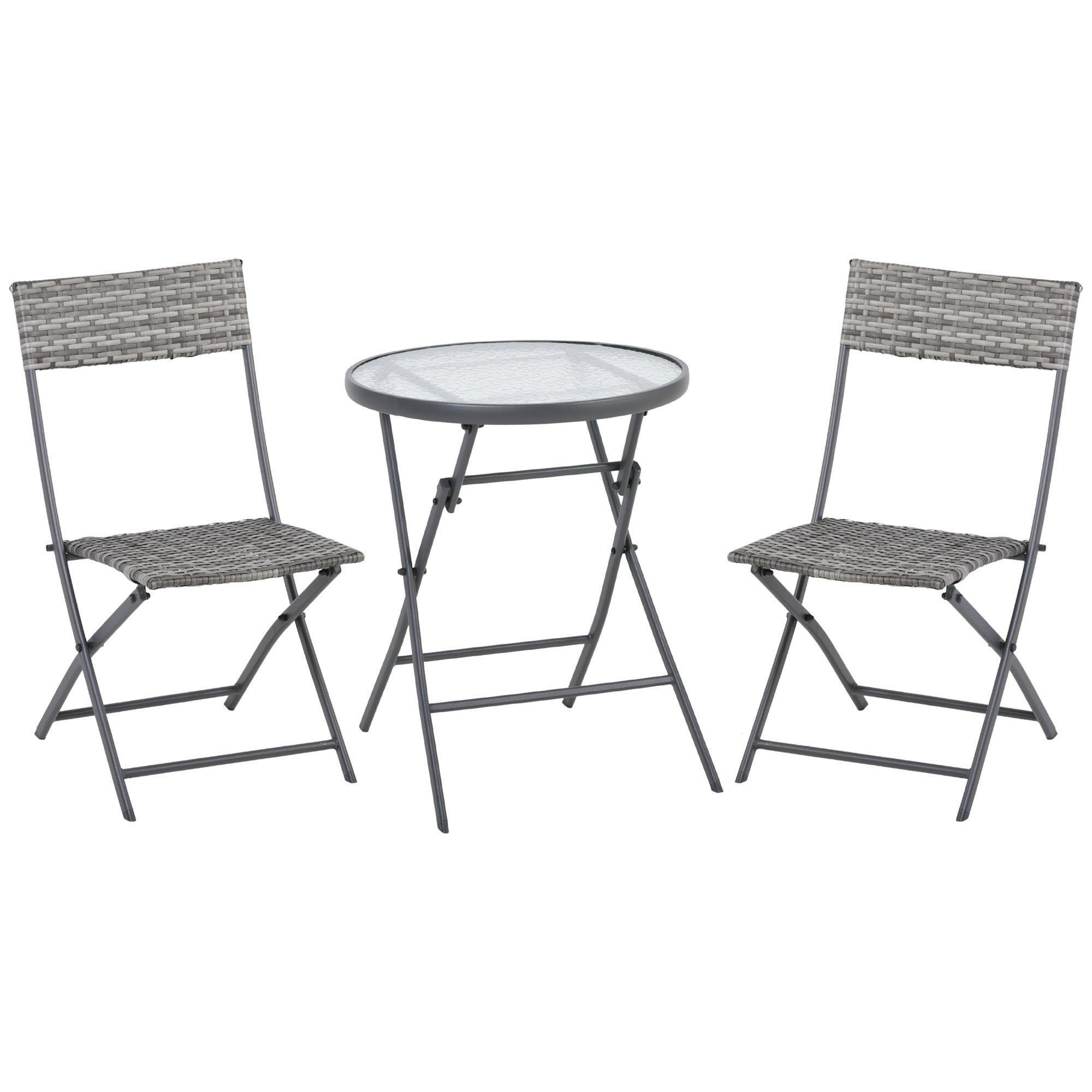 3 PCs Patio Wicker Bistro Set Foldable Table and Chair Set for Outdoor Yard - image 1