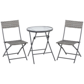 3 PCs Patio Wicker Bistro Set Foldable Table and Chair Set for Outdoor Yard - thumbnail 1