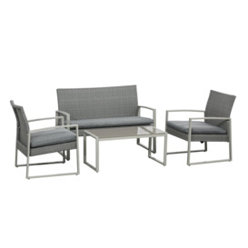 4 PCs Wicker Sofa Set PE Rattan Outdoor Conservatory Furniture w/ Cushion