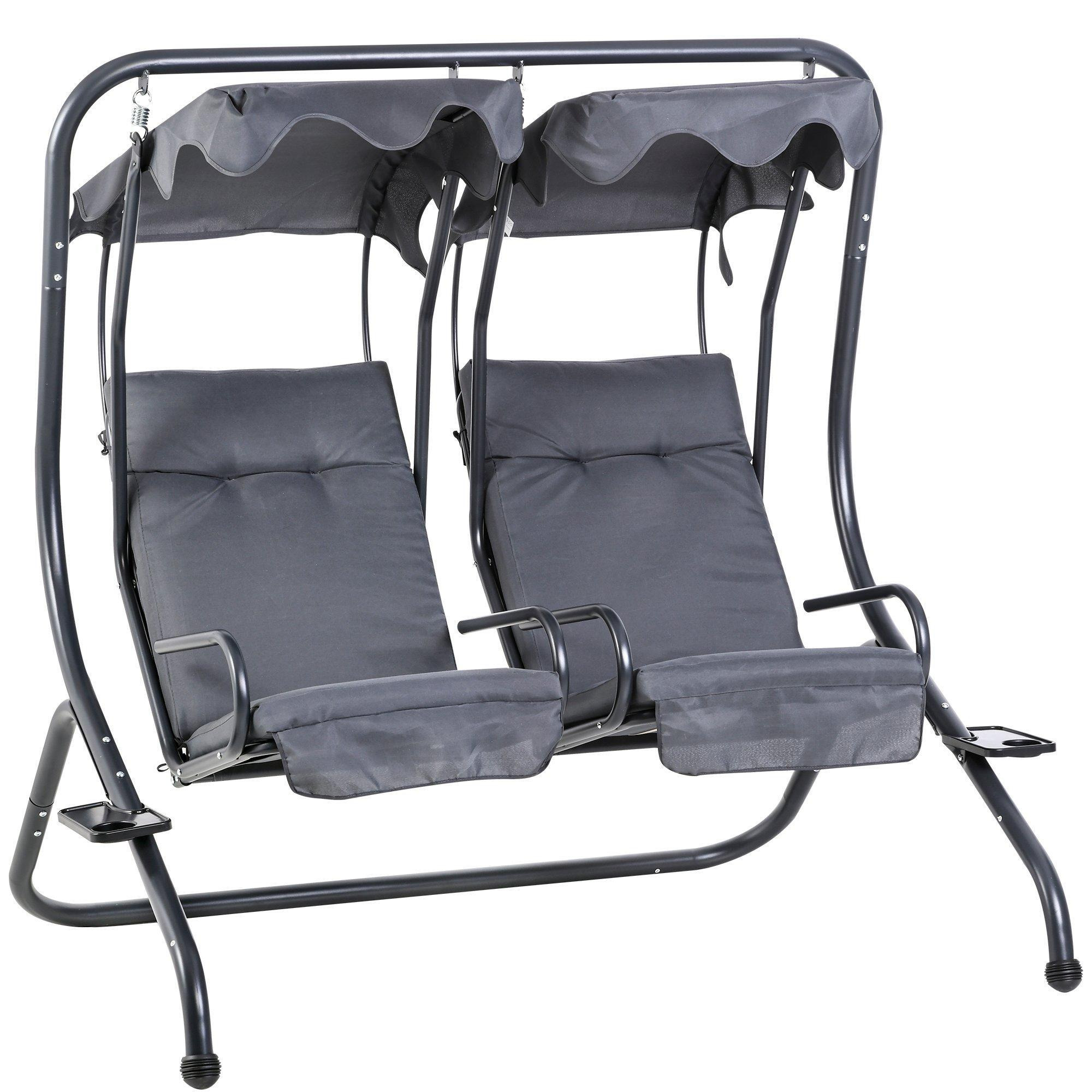 2 Seater Garden Metal Swing Seat Patio Swinging Chair Hammock Canopy - image 1