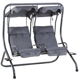 2 Seater Garden Metal Swing Seat Patio Swinging Chair Hammock Canopy - thumbnail 1