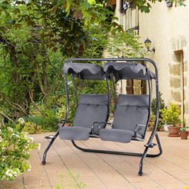 2 Seater Garden Metal Swing Seat Patio Swinging Chair Hammock Canopy - thumbnail 2