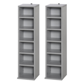 Set of 2 CD Media Display Shelf Unit Tower Rack Adjustable Shelves