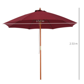 2.5m Wooden Garden Parasol Outdoor Umbrella Canopy with Vent - thumbnail 3
