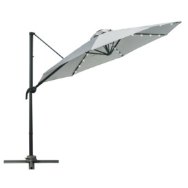 3Metre Cantilever Parasol Patio Sun Umbrella with Base Solar Lights - thumbnail 1