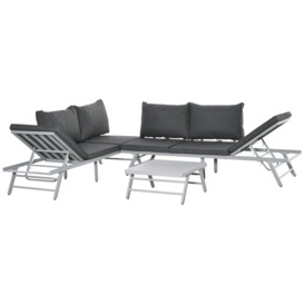 3 Pcs Garden Seating Set with Sofa Lounge Table Outdoor Patio