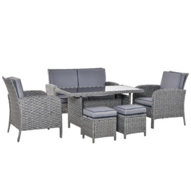 6 PCS Outdoor All Weather PE Rattan Dining Table Sofa Furniture Sets w/ Cushions - thumbnail 1