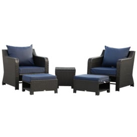5pcs Outdoor Rattan Furniture Sofa Set w/ Storage Function Side Table & Ottoman - thumbnail 1