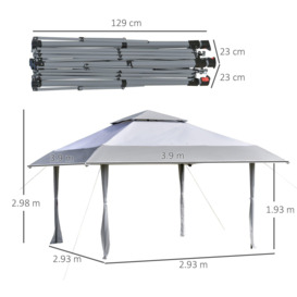 4 x 4m Outdoor Pop-Up Canopy Tent Gazebo Adjustable Legs Bag - thumbnail 3