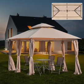 4 x 3Metre Outdoor Gazebo Canopy Garden Pavilion with LED Solar Light - thumbnail 2