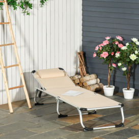 Folding Outdoor Reclining Sun Lounger Chair Aluminium Frame - thumbnail 2