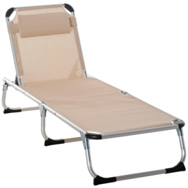 Folding Outdoor Reclining Sun Lounger Chair Aluminium Frame - thumbnail 1