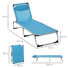Folding Outdoor Reclining Sun Lounger Chair Aluminium Frame - thumbnail 3