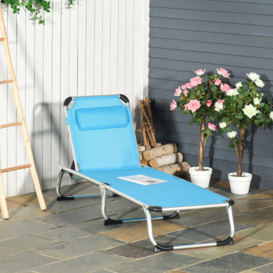 Folding Outdoor Reclining Sun Lounger Chair Aluminium Frame - thumbnail 2