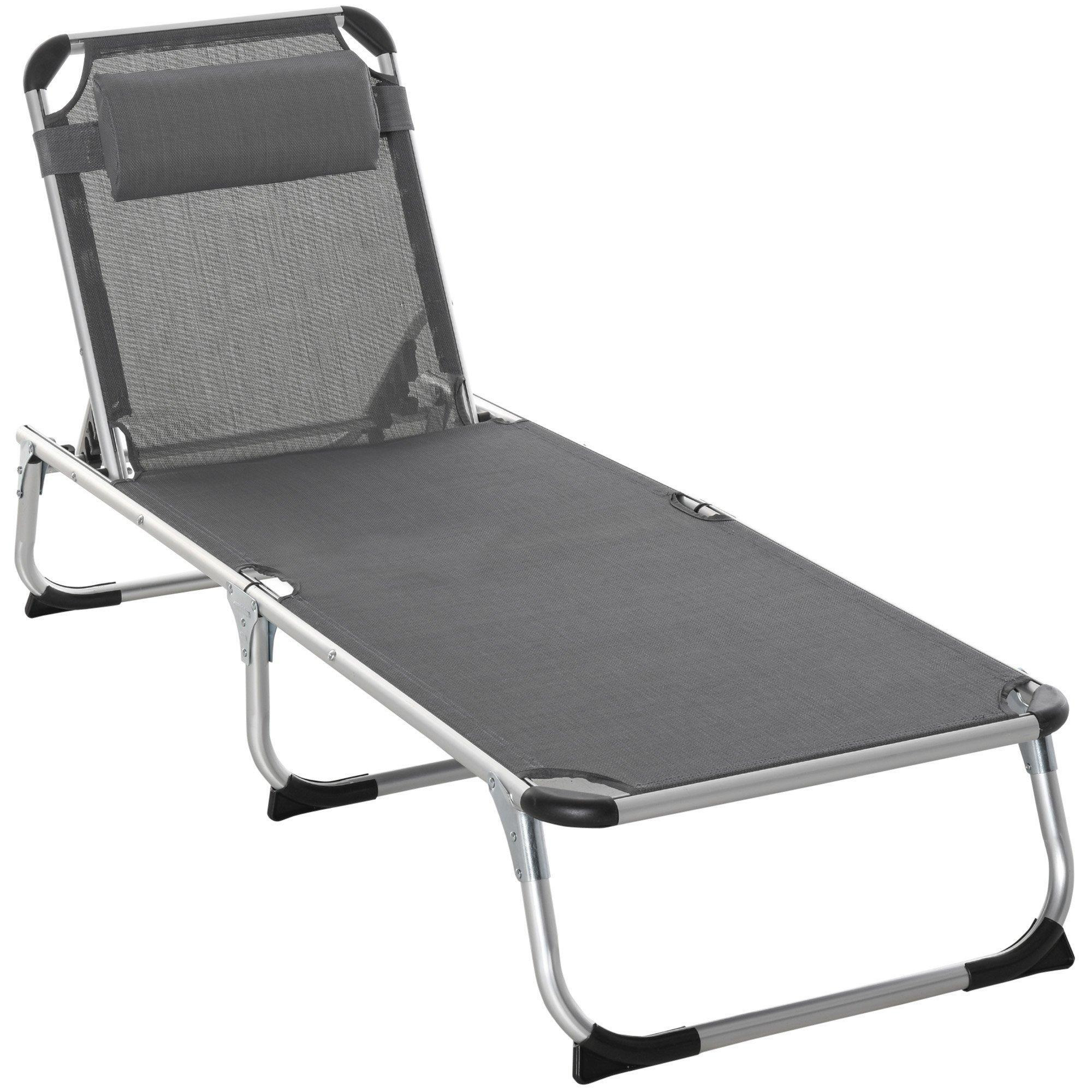 Folding Outdoor Reclining Sun Lounger Chair Aluminium Frame - image 1