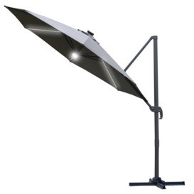 3Metre LED Cantilever Parasol Outdoor with Base Solar Lights - thumbnail 1