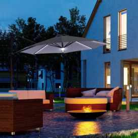 3Metre LED Cantilever Parasol Outdoor with Base Solar Lights - thumbnail 2