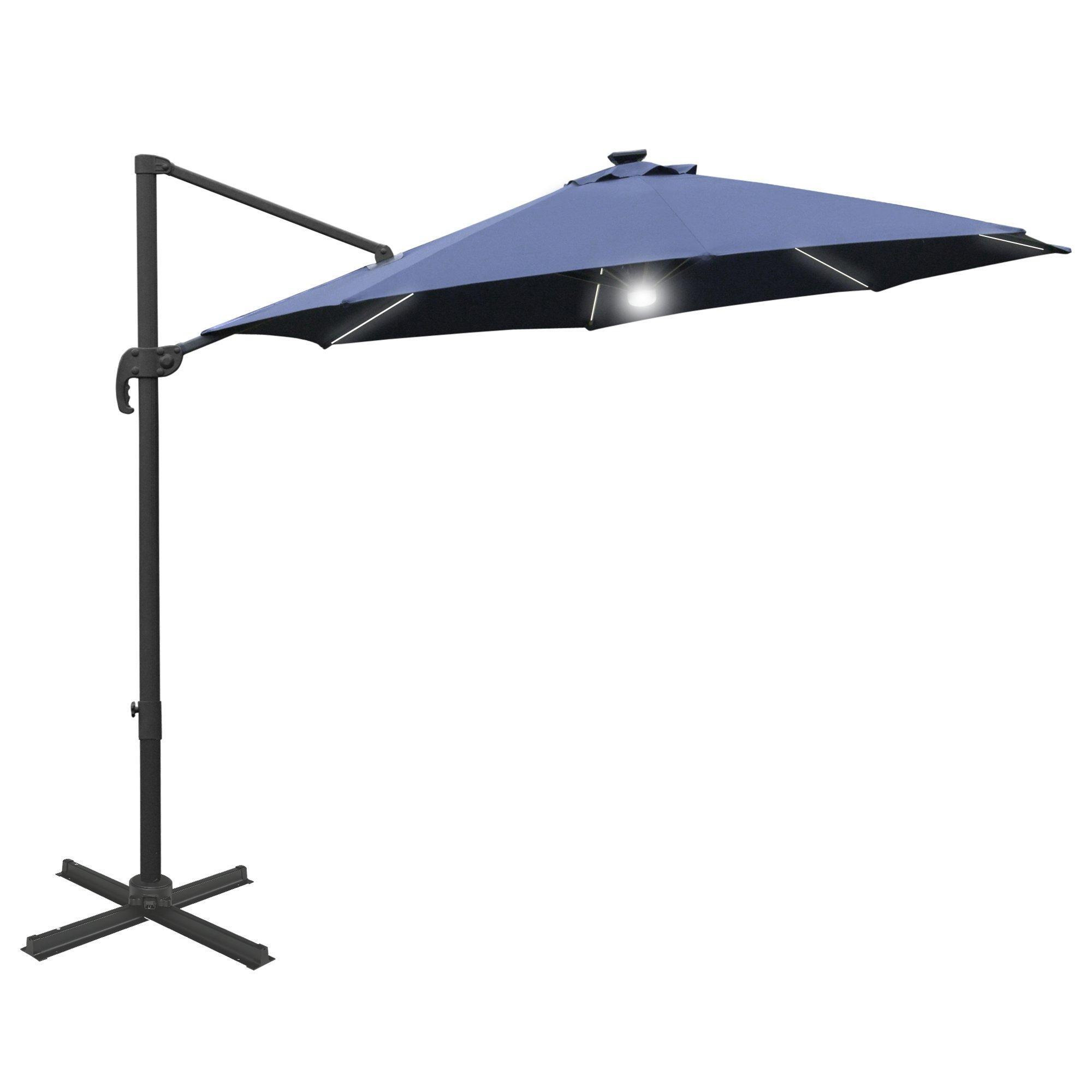 3Metre LED Cantilever Parasol Outdoor with Base Solar Lights - image 1