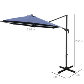 3Metre LED Cantilever Parasol Outdoor with Base Solar Lights - thumbnail 3