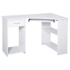 L Shaped Corner Computer Desk with Shelves Wide Worktop Keyboard Tray - thumbnail 1