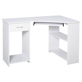 L Shaped Corner Computer Desk with Shelves Wide Worktop Keyboard Tray - thumbnail 3