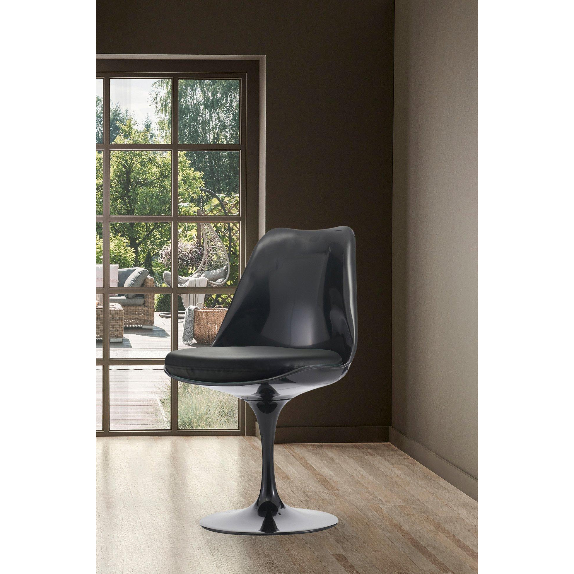 Black Tulip Dining Chair with PU Cushion