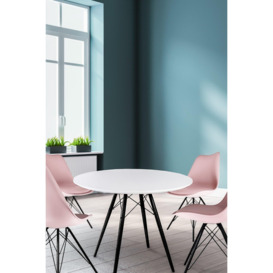 Soho Medium White Circular Dining Table with Black Wood Legs