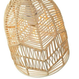 Traditional Bell Shaped Light Brown Rattan Wicker Ceiling Pendant Light Shade - thumbnail 2