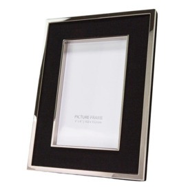 Contemporary Black Linen Effect Plastic 4x6 Picture Frame with Shiny Silver Trim - thumbnail 1