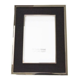 Contemporary Black Linen Effect Plastic 4x6 Picture Frame with Shiny Silver Trim - thumbnail 2