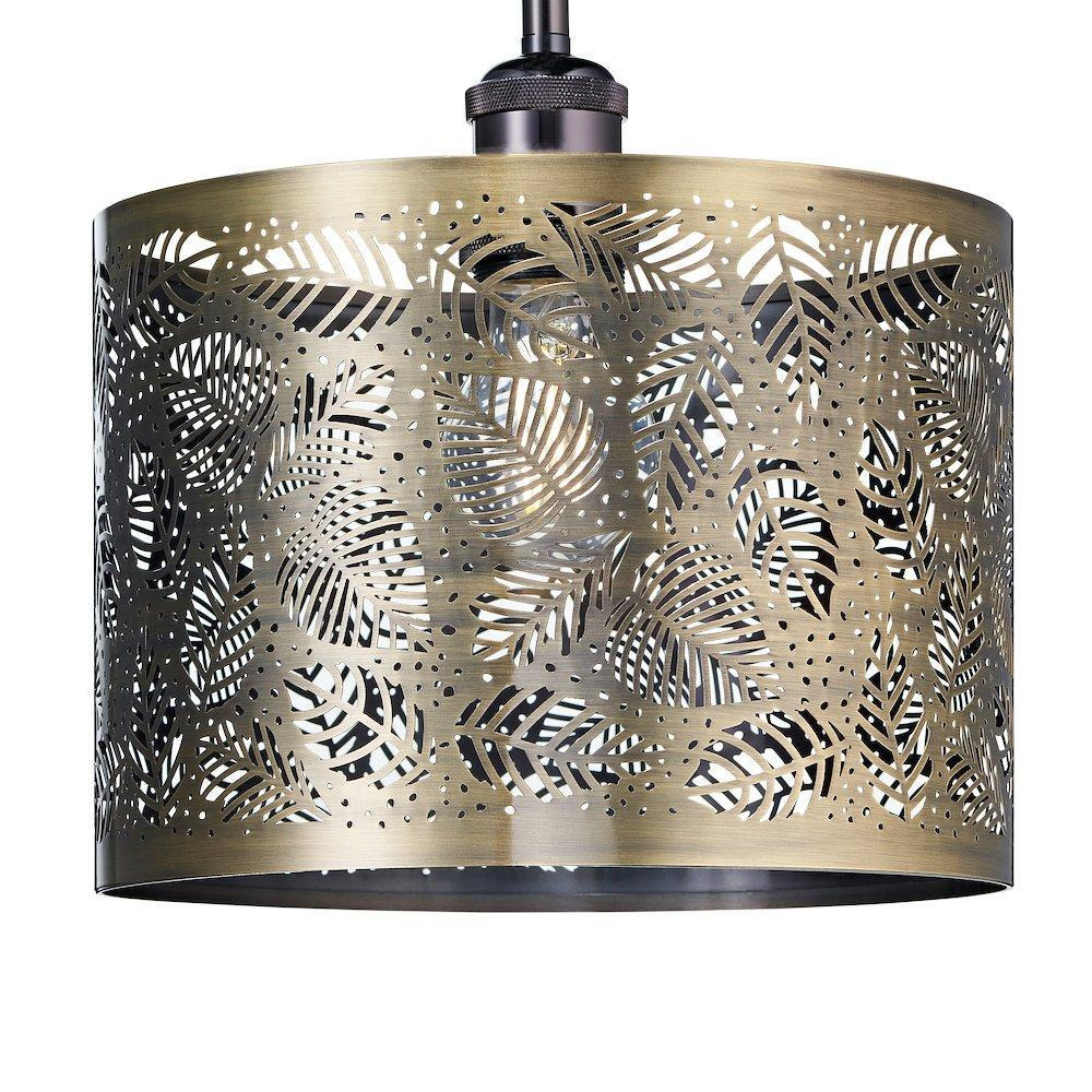 Contemporary Metal Pendant Light Shade with Fern Leaf Decoration - image 1