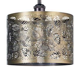 Contemporary Metal Pendant Light Shade with Fern Leaf Decoration - thumbnail 1