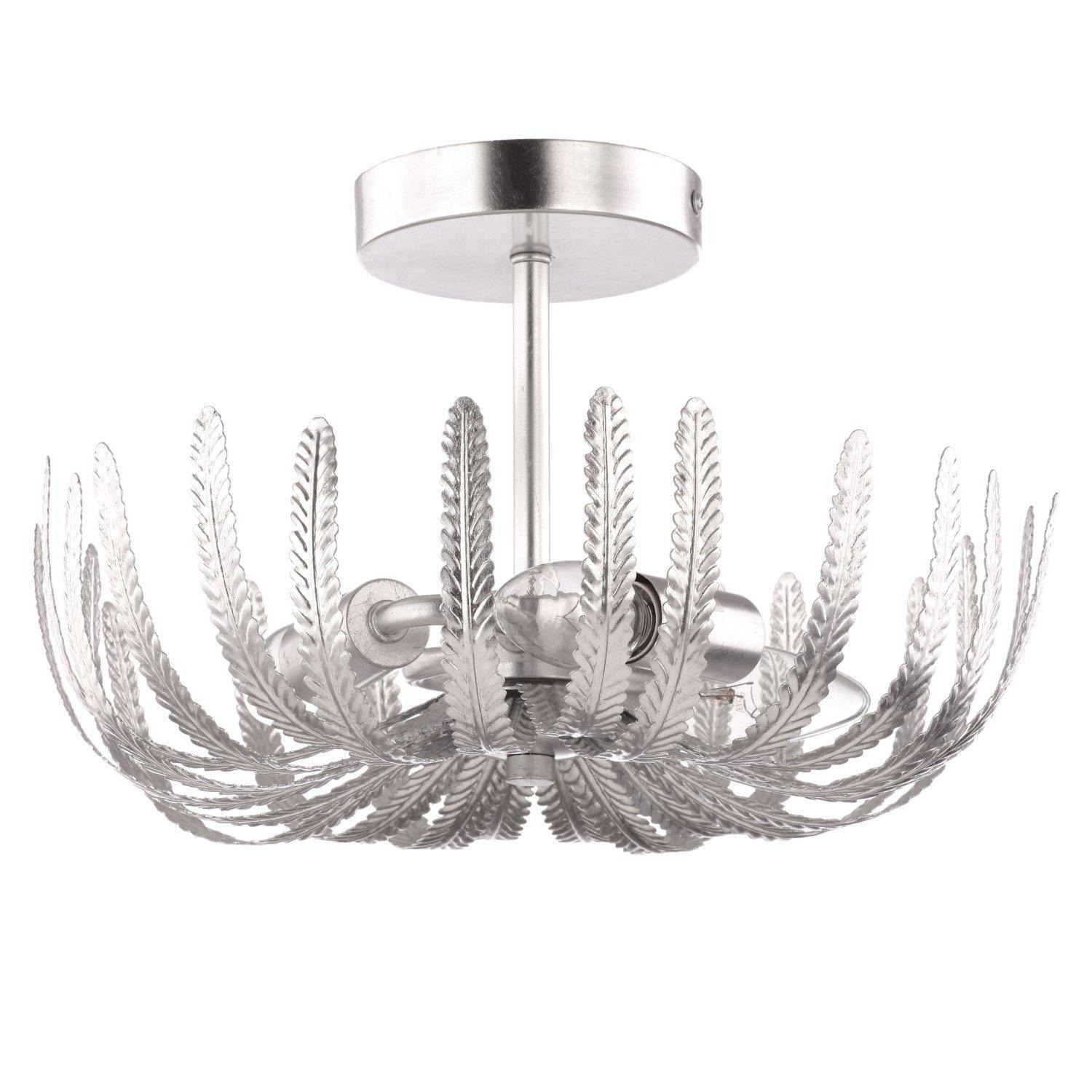 Contemporary and Ornate Foil Finish Semi Flush Ceiling Light with Fern Stems - image 1