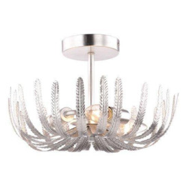 Contemporary and Ornate Foil Finish Semi Flush Ceiling Light with Fern Stems - thumbnail 2