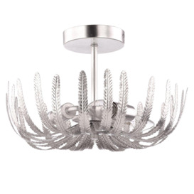 Contemporary and Ornate Foil Finish Semi Flush Ceiling Light with Fern Stems - thumbnail 1